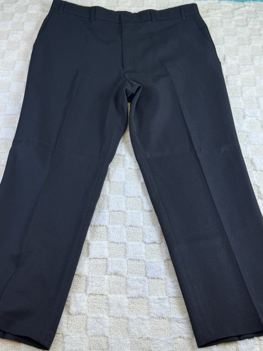 LEVIS Action Slacks 40x30 Vintage Black Dress Pants Polyester Made in USA Mens